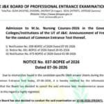 Msc nursing cet 2026 rescheduled: j&k bopee cancels exam held on june 7, fresh test to be conducted on june 19