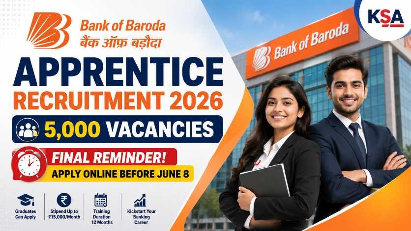 Bank of Baroda Apprentice Recruitment 2026: Final Reminder to Apply for 5,000 Vacancies Before June 8